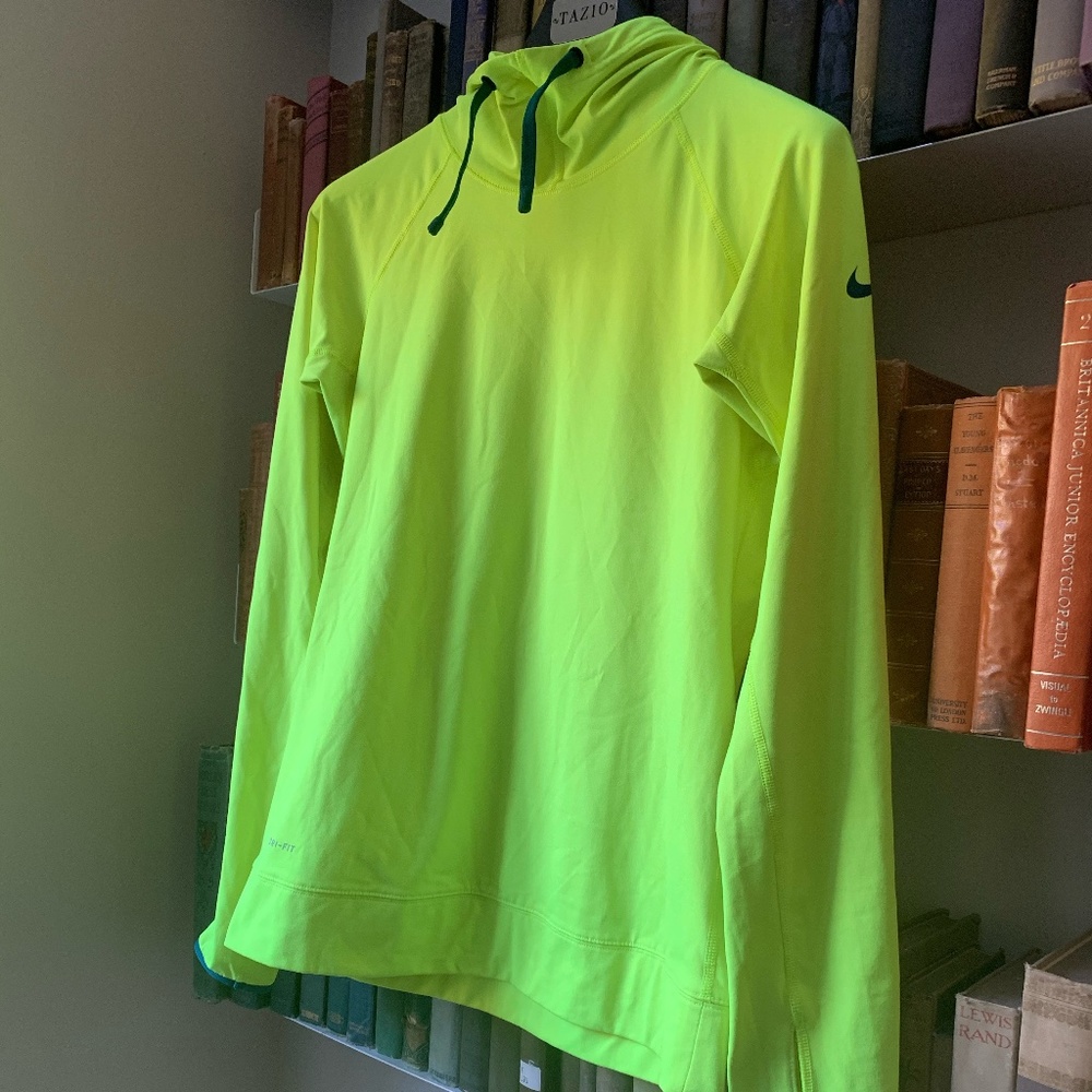 Nike Pro Neon Yellow Cowl Neck Hooded Pullover